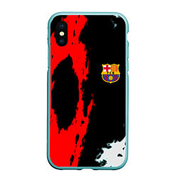 Чехол iPhone XS Max матовый Barcelona fc краски спорт, цвет: 3D-мятный