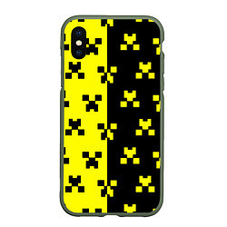 Чехол iPhone XS Max матовый Minecraft logo brend online, цвет: 3D-темно-зеленый