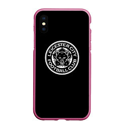 Чехол iPhone XS Max матовый Leicester City fc club, цвет: 3D-малиновый