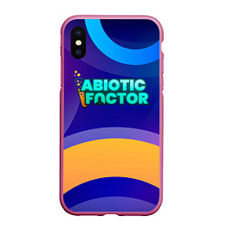 Чехол iPhone XS Max матовый Abiotic Factor цветные круги и лого, цвет: 3D-малиновый