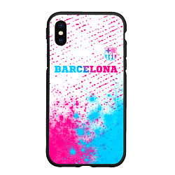 Чехол iPhone XS Max матовый Barcelona neon gradient style посередине