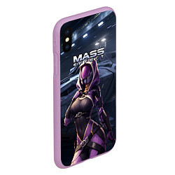 Чехол iPhone XS Max матовый Mass Effect ТалиЗора и космический корабль, цвет: 3D-сиреневый — фото 2