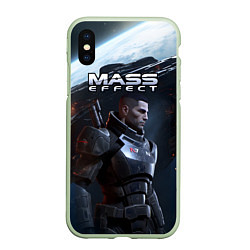 Чехол iPhone XS Max матовый Mass Effect game, цвет: 3D-салатовый