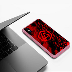 Чехол iPhone XS Max матовый Linkin park red logo, цвет: 3D-малиновый — фото 2