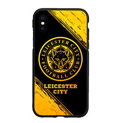 Чехол iPhone XS Max матовый Leicester City - gold gradient, цвет: 3D-черный