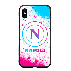 Чехол iPhone XS Max матовый Napoli neon gradient style, цвет: 3D-черный