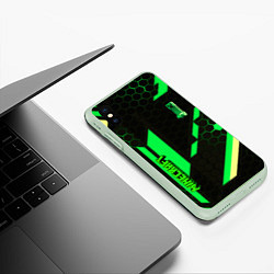 Чехол iPhone XS Max матовый Minecraft creeper game pattern, цвет: 3D-салатовый — фото 2