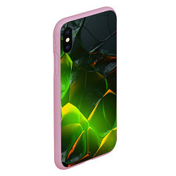 Чехол iPhone XS Max матовый Зеленая абстрактная неоновая текстура, цвет: 3D-розовый — фото 2