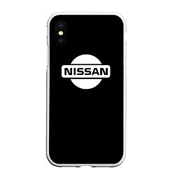 Чехол iPhone XS Max матовый Nissan logo white, цвет: 3D-белый