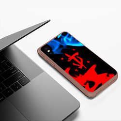 Чехол iPhone XS Max матовый Doom logo битва огней, цвет: 3D-коричневый — фото 2