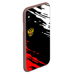 Чехол iPhone XS Max матовый Герб РФ краски текстура абстрактные, цвет: 3D-коричневый — фото 2