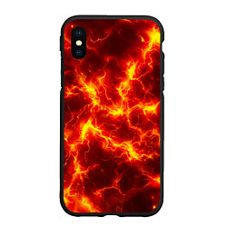 Чехол iPhone XS Max матовый Текстура огня, цвет: 3D-черный