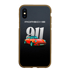 Чехол iPhone XS Max матовый Porsche 911 немецкий спортивный автомобиль, цвет: 3D-коричневый