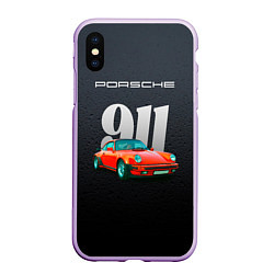 Чехол iPhone XS Max матовый Porsche 911 немецкий спортивный автомобиль, цвет: 3D-сиреневый