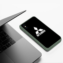 Чехол iPhone XS Max матовый Mitsubishi logo white, цвет: 3D-темно-зеленый — фото 2