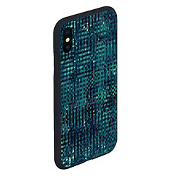 Чехол iPhone XS Max матовый Сине-бирюзовый абстрактный, цвет: 3D-черный — фото 2