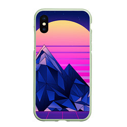 Чехол iPhone XS Max матовый Vaporwave неоновые горы, цвет: 3D-салатовый