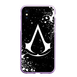 Чехол iPhone XS Max матовый White logo of assasin, цвет: 3D-сиреневый