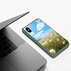 Чехол iPhone XS Max матовый Ромашковое поле, цвет: 3D-темно-зеленый — фото 2