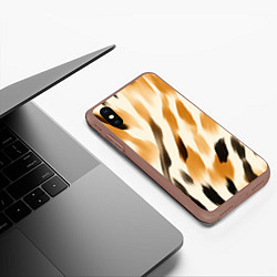 Чехол iPhone XS Max матовый Акварельные полосы, цвет: 3D-коричневый — фото 2