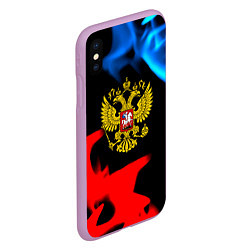 Чехол iPhone XS Max матовый Россия герб огненый стиль, цвет: 3D-сиреневый — фото 2