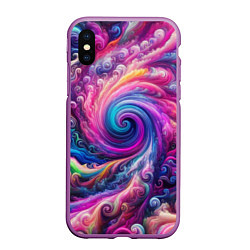 Чехол iPhone XS Max матовый Абстракция, водоворот из ярких красок, цвет: 3D-фиолетовый