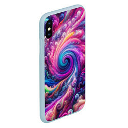 Чехол iPhone XS Max матовый Абстракция, водоворот из ярких красок, цвет: 3D-голубой — фото 2