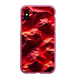 Чехол iPhone XS Max матовый Эффект текстуры мятой красной бумаги, цвет: 3D-малиновый