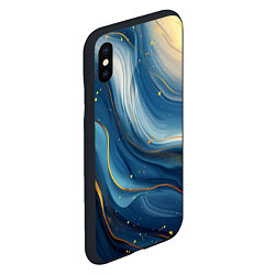 Чехол iPhone XS Max матовый Золотая волнистая текстура на синей ткани, цвет: 3D-черный — фото 2