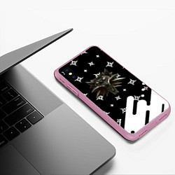Чехол iPhone XS Max матовый Ведьмак медальён лого паттерн, цвет: 3D-розовый — фото 2