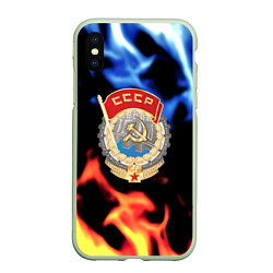 Чехол iPhone XS Max матовый СССР битва огней, цвет: 3D-салатовый