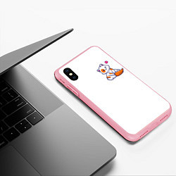 Чехол iPhone XS Max матовый Милый кот сидит улыбается с любовью, цвет: 3D-баблгам — фото 2