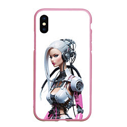 Чехол iPhone XS Max матовый Cyber warrior Barbie - ai art fantasy, цвет: 3D-розовый