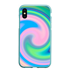 Чехол iPhone XS Max матовый Абстракция спиральная, цвет: 3D-мятный