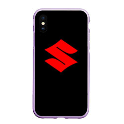 Чехол iPhone XS Max матовый Suzuki red logo, цвет: 3D-сиреневый