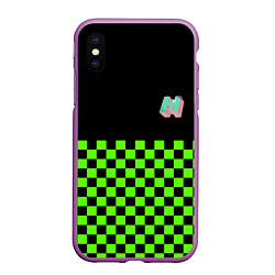 Чехол iPhone XS Max матовый Minecraft клетка, цвет: 3D-фиолетовый