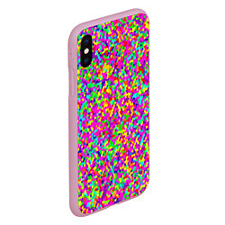 Чехол iPhone XS Max матовый Паттерн разноцветная мелкая мозаика, цвет: 3D-розовый — фото 2
