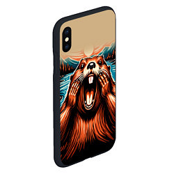 Чехол iPhone XS Max матовый Крик бобра, цвет: 3D-черный — фото 2