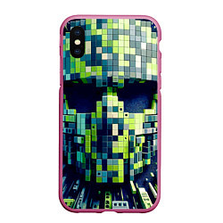 Чехол iPhone XS Max матовый Cyber face - ai art fantasy, цвет: 3D-малиновый