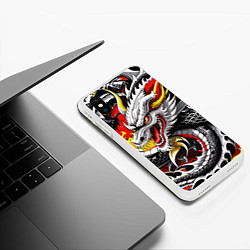 Чехол iPhone XS Max матовый Огнедышащий дракон в японском стиле, цвет: 3D-белый — фото 2