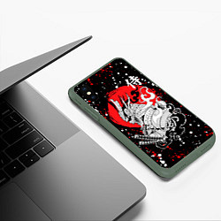 Чехол iPhone XS Max матовый Самурай в маске Хання, цвет: 3D-темно-зеленый — фото 2