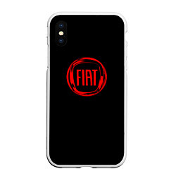 Чехол iPhone XS Max матовый FIAT logo red, цвет: 3D-белый