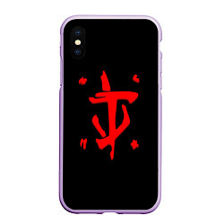 Чехол iPhone XS Max матовый Doom logo red, цвет: 3D-сиреневый