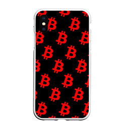 Чехол iPhone XS Max матовый Bitcoin red logo money, цвет: 3D-белый