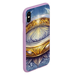 Чехол iPhone XS Max матовый Elden Ring лого и волшебное золотое кольцо, цвет: 3D-сиреневый — фото 2