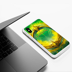 Чехол iPhone XS Max матовый Elden Ring зелено-желтое кольцо, цвет: 3D-белый — фото 2