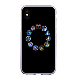 Чехол iPhone XS Max матовый NASA круг логотипов, цвет: 3D-светло-сиреневый