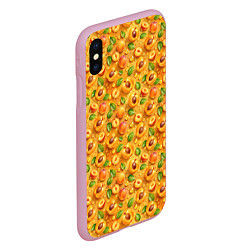 Чехол iPhone XS Max матовый Сочные абрикосы паттерн, цвет: 3D-розовый — фото 2