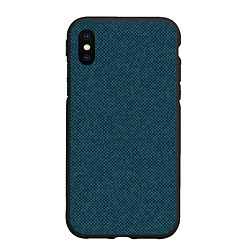 Чехол iPhone XS Max матовый Текстурированный тёмный сине-зелёный, цвет: 3D-черный