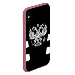 Чехол iPhone XS Max матовый Герб РФ полосы, цвет: 3D-малиновый — фото 2